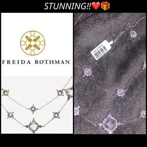 Freida Rothman Sterling Silver Draped Crystal Necklace,NWT